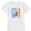 Kids Life is Good Graphic Tees | Kids Clean Stripey Peeking Daisy Crusher Tee Cloud White