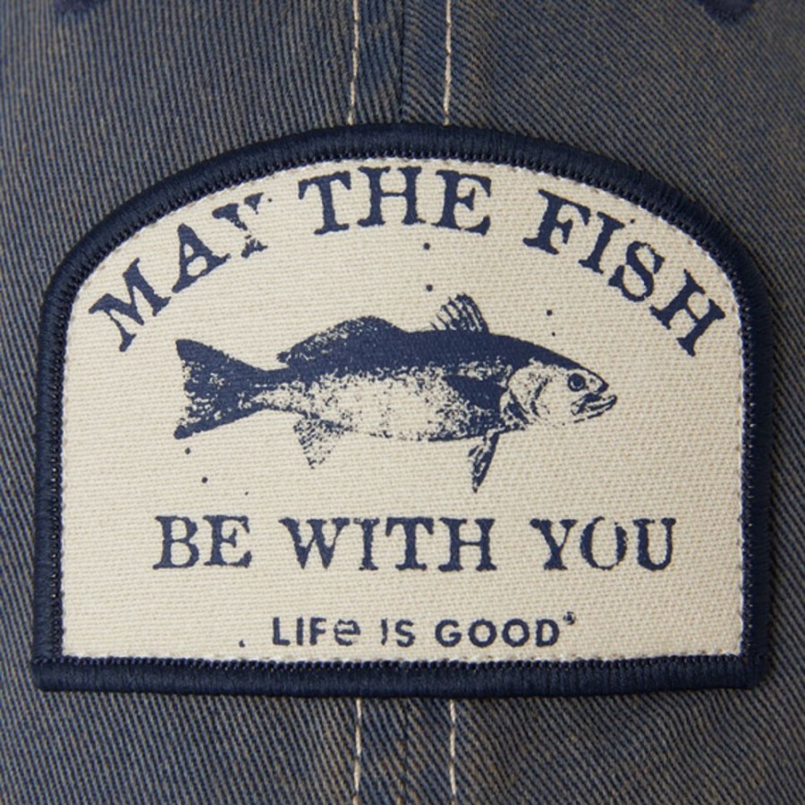 Women Life is Good Hats | Fish Be With You Old Favorite Mesh Back Cap Darkest Blue