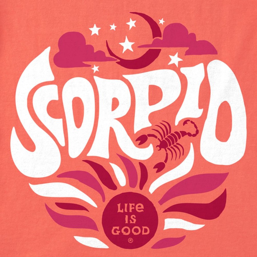 Women Life is Good Boxy Tees | Women'S Scorpio Zodiac Vibes Boxy Crusher Tee Mango Orange