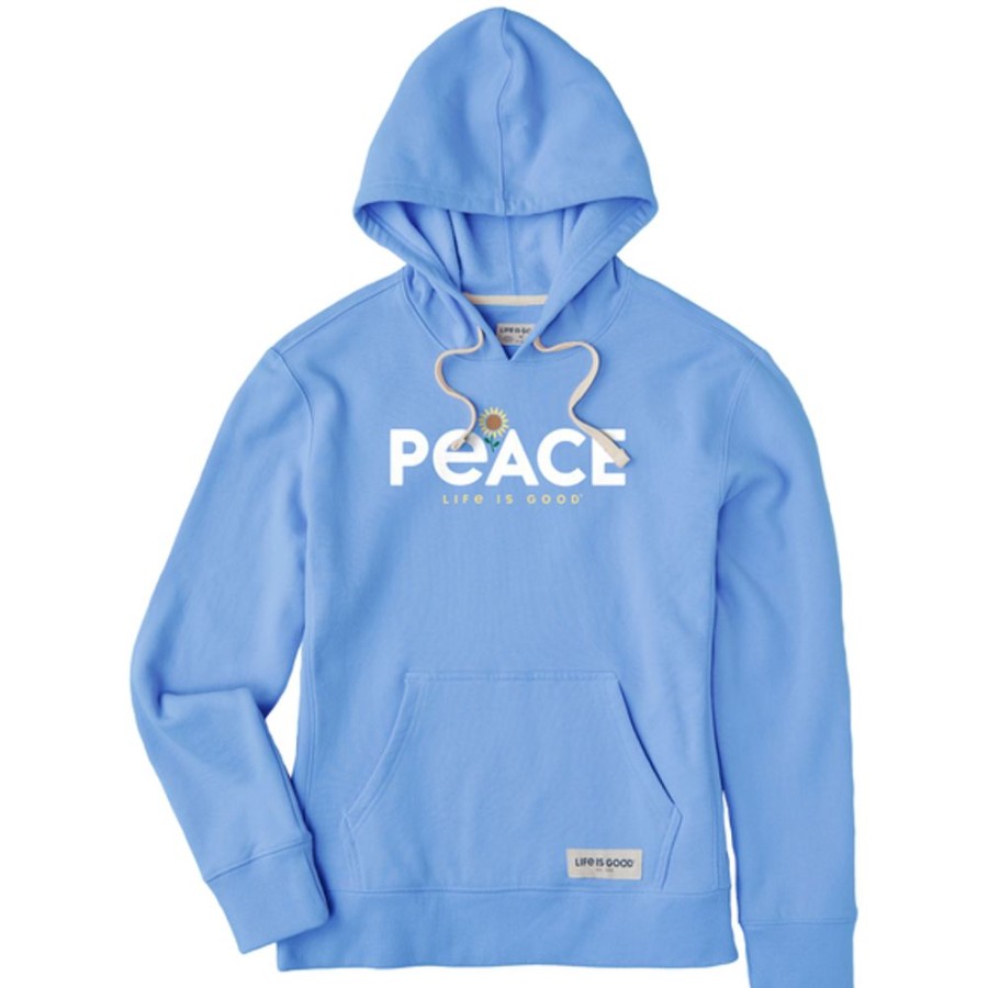 Women Life is Good Sweatshirts & Hoodies | Women'S Clean Sunflower Peace Simply True Fleece Hoodie Cornflower Blue