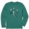 Kids Life is Good Graphic Tees | Kids Quirky Moose Snowboard Vista Long Sleeve Crusher Tee Spruce Green