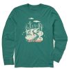 Men Life is Good Graphic Tees | Men'S Nostalgic Winter Day Long Sleeve Crusher Tee Spruce Green