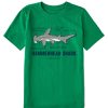 Kids Life is Good Graphic Tees | Kids Hammerhead Shark Crusher Tee Kelly Green