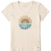 Women Life is Good Graphic Tees | Women'S Under Watercolor Sunflower Crusher Vee Putty White