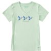 Women Life is Good Graphic Tees | Women'S Three Hummingbirds Crusher-Lite Vee Sage Green