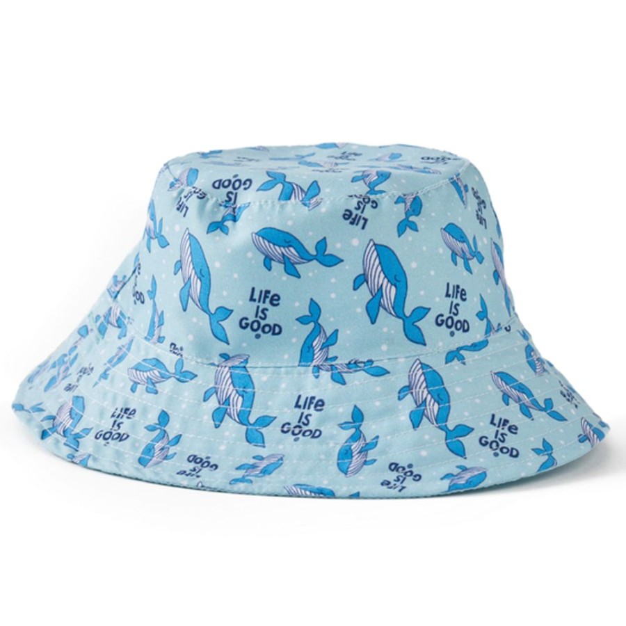 Women Life is Good Hats | Toddler Whale Pattern Made In The Shade Bucket Hat Beach Blue