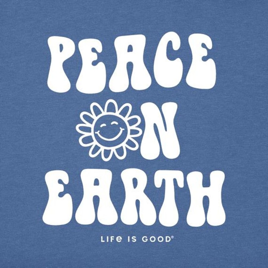 Men Life is Good Graphic Tees | Men'S Peace On Earth Happy Sun Short Sleeve Tee Vintage Blue