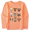 Kids Life is Good Graphic Tees | Kids Plenty Of Pups Long Sleeve Crusher Tee Canyon Orange