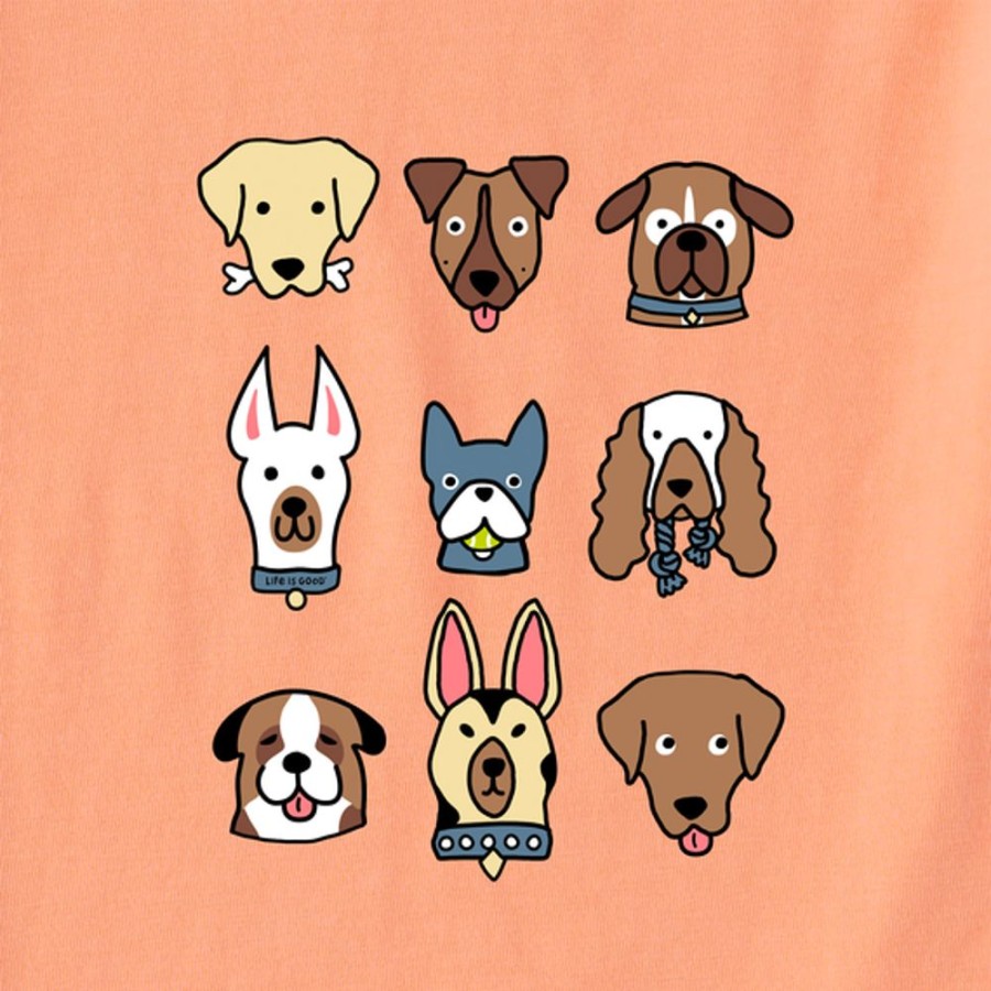 Kids Life is Good Graphic Tees | Kids Plenty Of Pups Long Sleeve Crusher Tee Canyon Orange