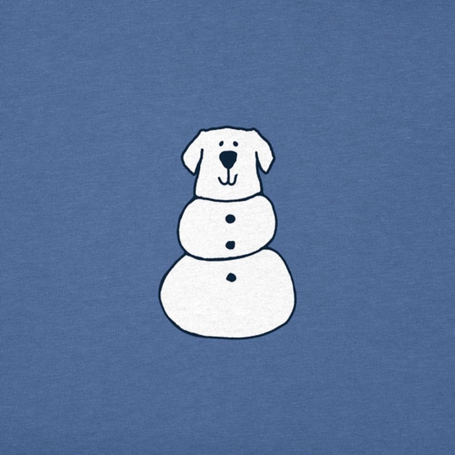 Men Life is Good Graphic Tees | Men'S Quirky Snowman Dog Crusher Tee Vintage Blue