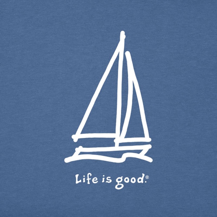 Men Life is Good Graphic Tees | Men'S Lig Sailboat Short Sleeve Tee Vintage Blue