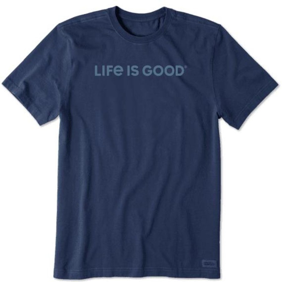 Men Life is Good Graphic Tees | Men'S Lig Wordmark Horizontal Crusher Tee Darkest Blue