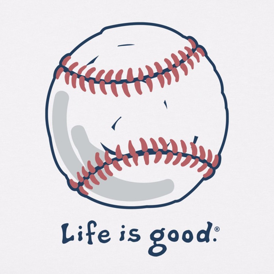 Kids Life is Good Graphic Tees | Kids Baseball Long Sleeve Crusher Tee Cloud White