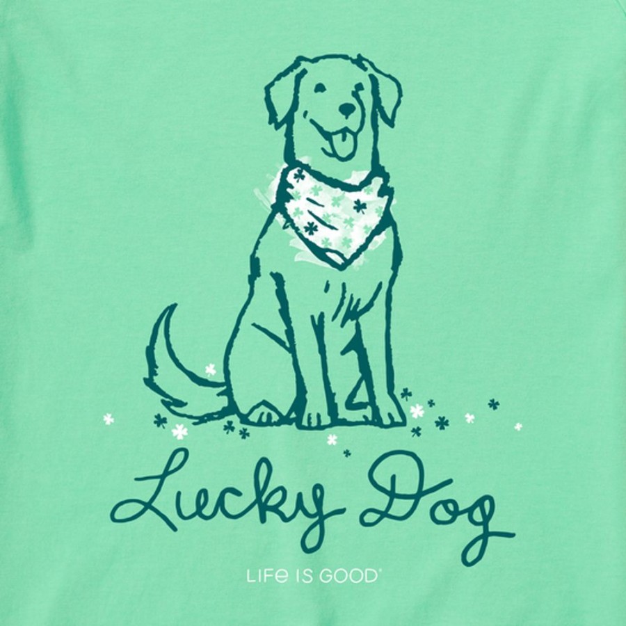 Kids Life is Good Graphic Tees | Kids Lucky Irish Dog Crusher Tee Spearmint Green