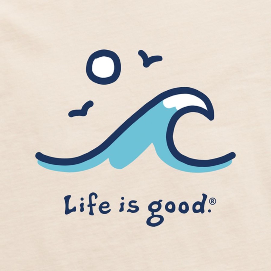 Men Life is Good Graphic Tees | Men'S Wave Curl Short Sleeve Tee Putty White