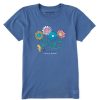 Women Life is Good Graphic Tees | Women'S Winnie Wildflower Hike Short Sleeve Tee Vintage Blue