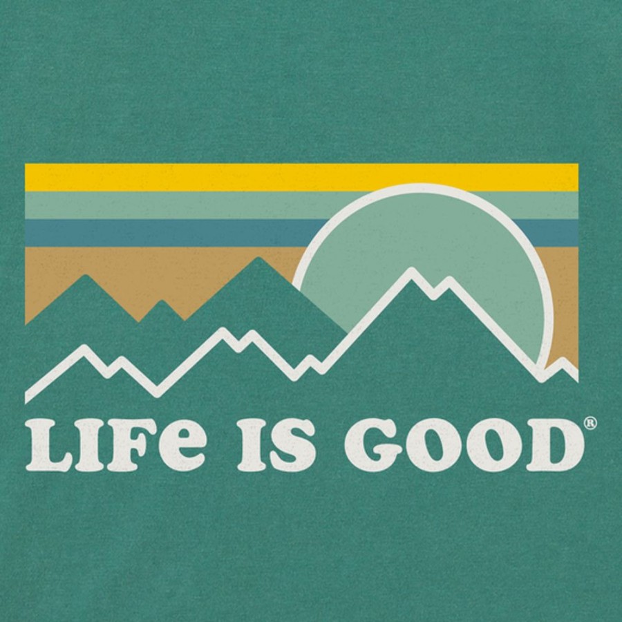 Men Life is Good Sweatshirts & Hoodies | Men'S Clean Stripe Mountains & Sun Simply True Fleece Hoodie Spruce Green