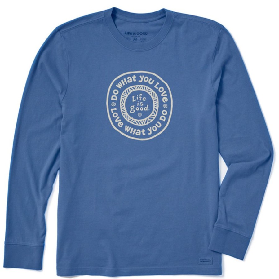 Men Life is Good Graphic Tees | Men'S Dwyl Vintage Coin Long Sleeve Crusher Tee Vintage Blue