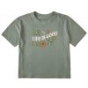 Women Life is Good Graphic Tees | Women'S Clean Garden Boxy Crusher Tee Moss Green