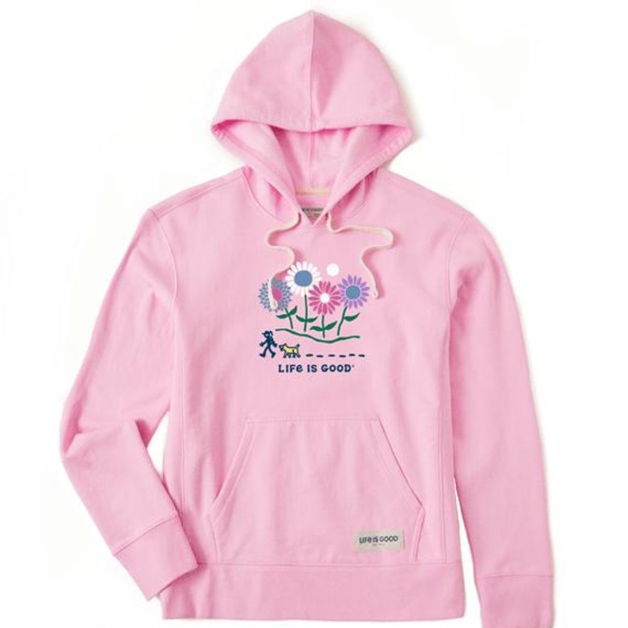 Women Life is Good Sweatshirts & Hoodies | Women'S Jackie And Rocket Wildflowers Simply True Fleece Hoodie Happy Pink