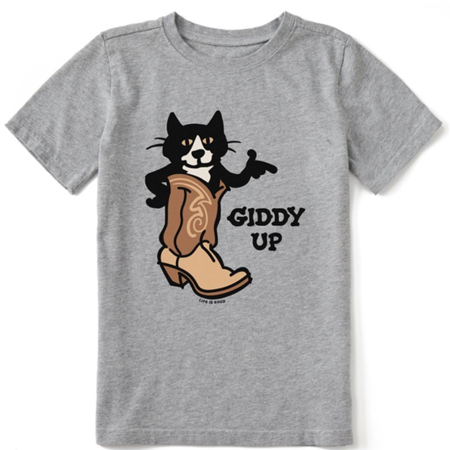 Kids Life is Good Graphic Tees | Kids Vintage Tuxedo Al Giddy Up Crusher Tee Heather Gray