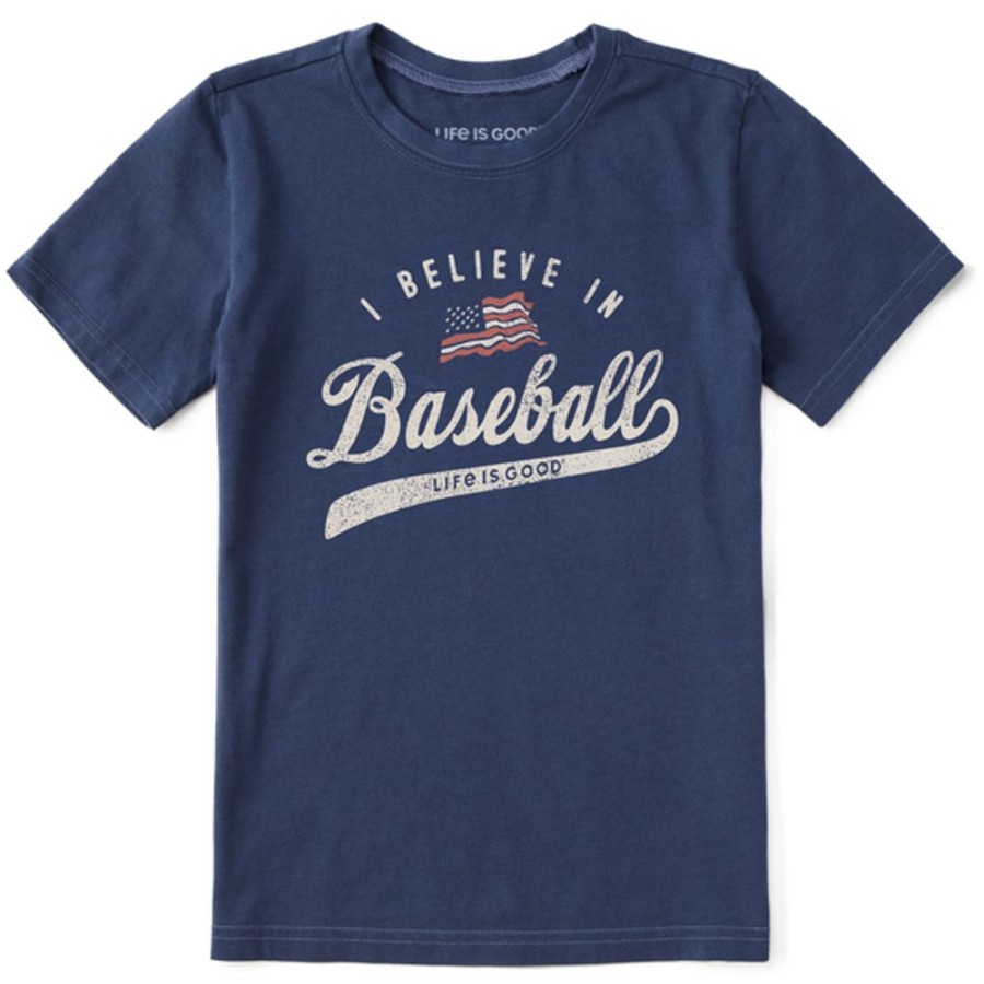 Kids Life is Good Graphic Tees | Kids I Believe In Baseball Crusher Tee Darkest Blue