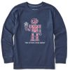 Kids Life is Good Graphic Tees | Kids Sweet Robot Long Sleeve Crusher Tee Darkest Blue