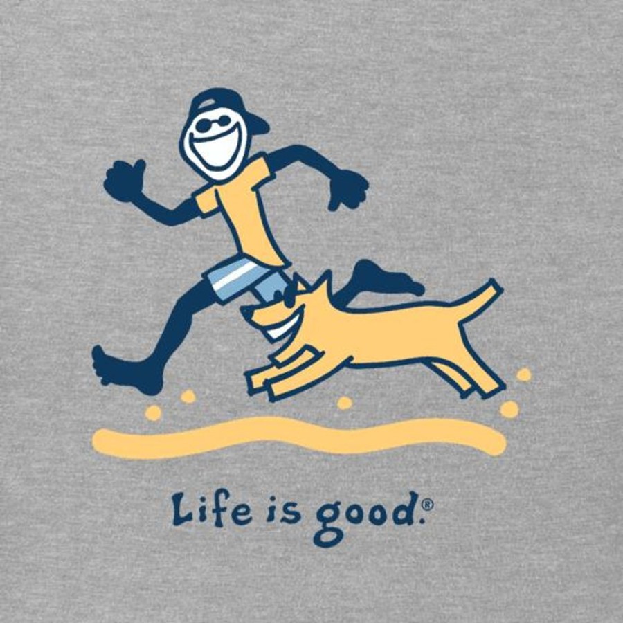 Men Life is Good Graphic Tees | Men'S Jake & Rocket Beach Run Vintage Crusher Tee Heather Gray