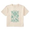 Women Life is Good Graphic Tees | Women'S Dreamy Lucky Charm Clover & Flowers Boxy Crusher Tee Putty White