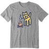 Men Life is Good Graphic Tees | Men'S Campfire Dog Short Sleeve Tee Heather Gray