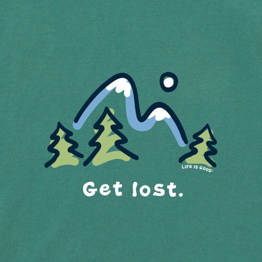 Men Life is Good Graphic Tees | Men'S Get Lost Mountains Long Sleeve Crusher Tee Spruce Green