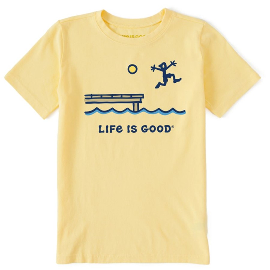 Kids Life is Good Graphic Tees | Kids Jake Dock Jump Crusher Tee Sandy Yellow