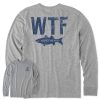 Men Life is Good Graphic Tees | Men'S Wtf Where'S The Fish Long Sleeve Crusher Tee Heather Gray