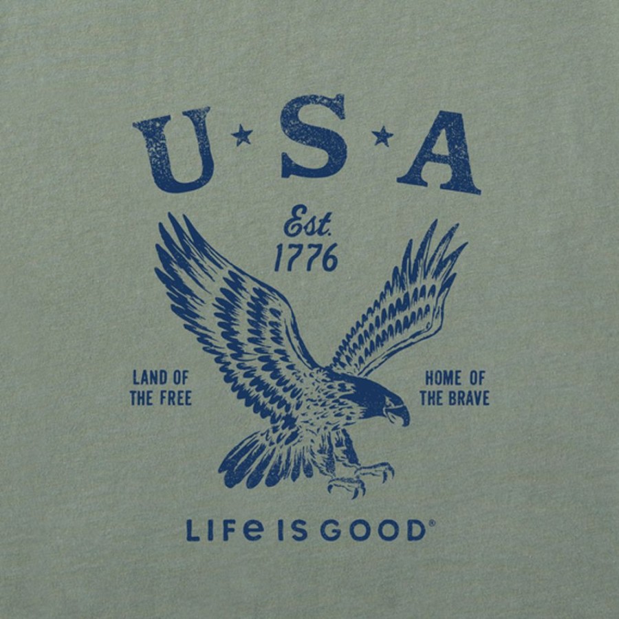 Men Life is Good Graphic Tees | Men'S Usa 1776 Eagle Short Sleeve Tee Moss Green