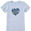 Women Life is Good Graphic Tees | Women'S Clean Grateful Heart Crusher Tee Glacier Blue