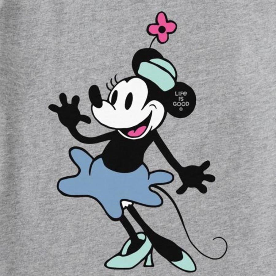 Kids Life is Good Graphic Tees | Kids Clean Steamboat Willie Miss Mouse Crusher Tee Heather Gray