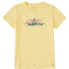 Women Life is Good Graphic Tees | Women'S Storybook Lighthouse Vista Short Sleeve Tee Sandy Yellow