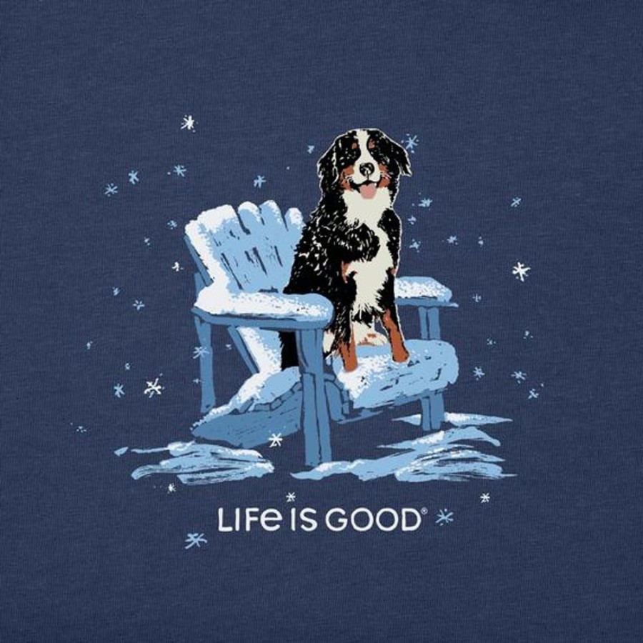 Men Life is Good Sweatshirts & Hoodies | Men'S Snowy Adirondack Bernese Simply True Fleece Crew Darkest Blue