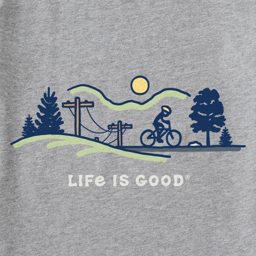 Men Life is Good Graphic Tees | Men'S Vintage Bike Vista Short Sleeve Tee Heather Gray