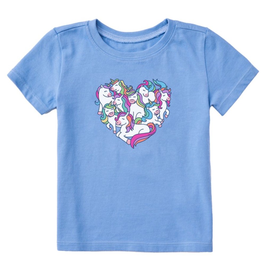 Kids Life is Good | Toddler Heart Of Unicorns Crusher Tee Cornflower Blue