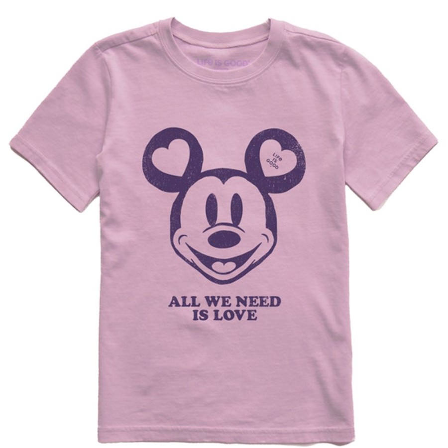 Kids Life is Good Graphic Tees | Kids Clean All We Need Is Love Wilie Crusher Tee Violet Purple