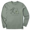 Men Life is Good Graphic Tees | Men'S Jake & Rocket Karma Fish Long Sleeve Crusher Tee Moss Green