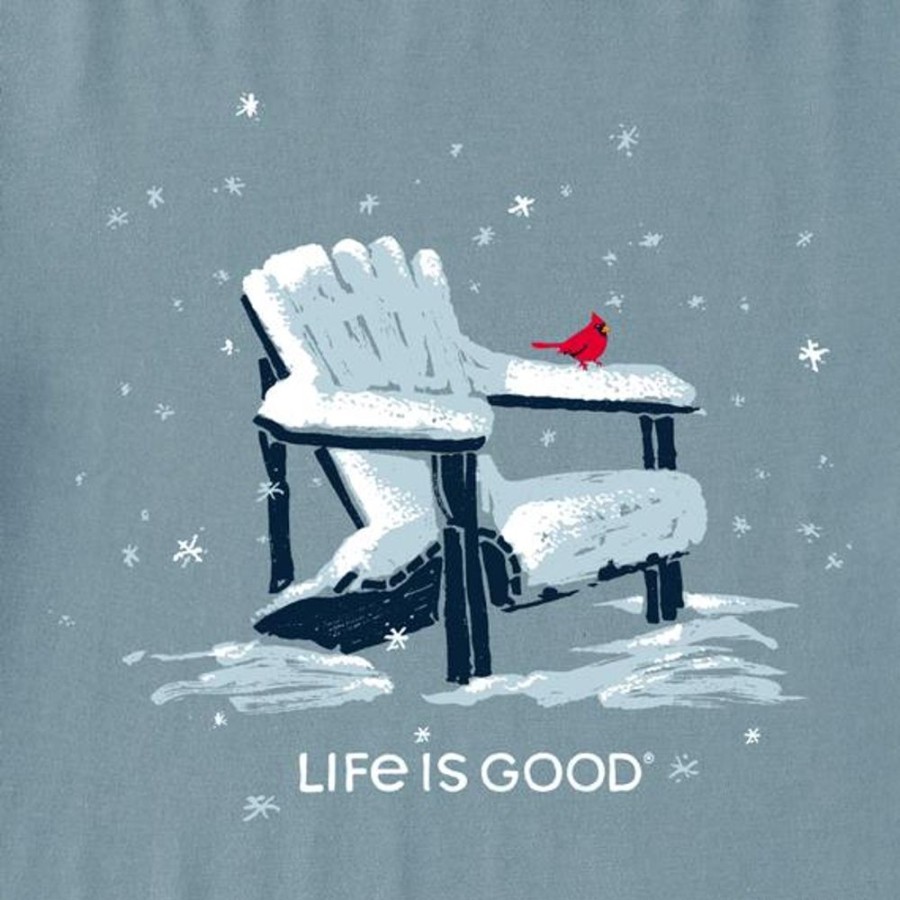 Men Life is Good Sweatshirts & Hoodies | Men'S Snowy Adirondack Cardinal Simply True Fleece Crew Smoky Blue