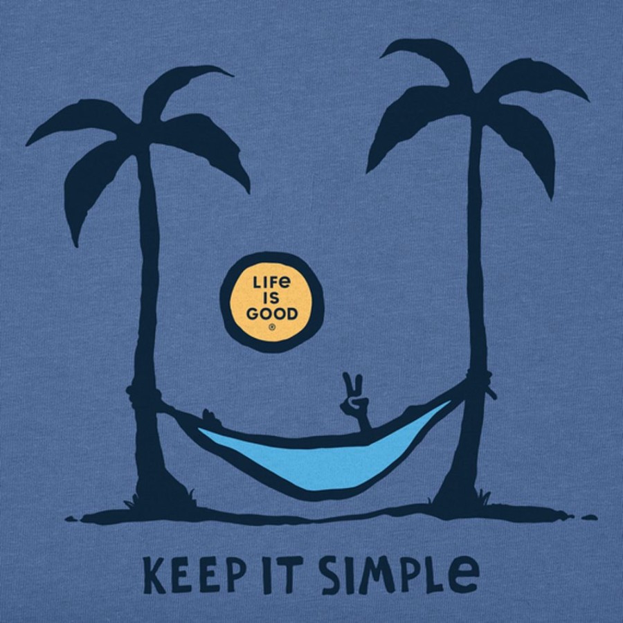 Men Life is Good Graphic Tees | Men'S Keep It Simple Hammock Palms Short Sleeve Tee Vintage Blue