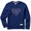 Women Life is Good Sweatshirts & Hoodies | Women'S Hearty Heart Simply True Fleece Crew Darkest Blue