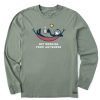 Men Life is Good Graphic Tees | Men'S Not Working Hammock Long Sleeve Crusher-Lite Tee Moss Green