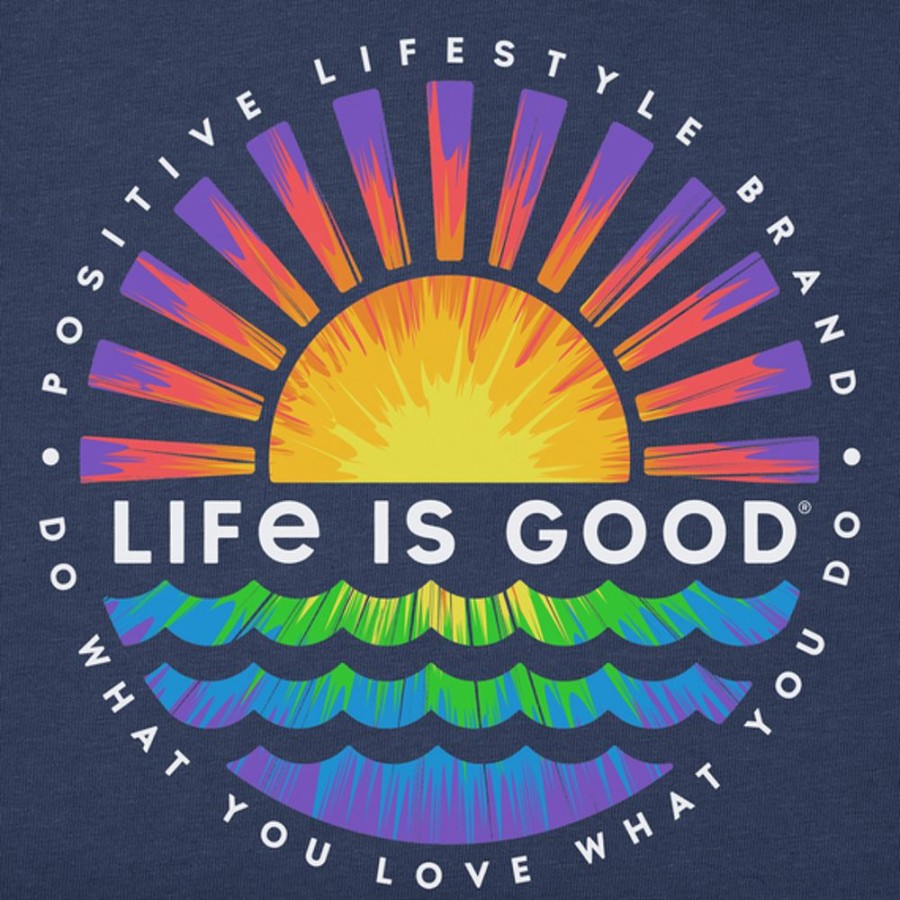 Women Life is Good Graphic Tees | Women'S Tie Dye Sunset Burst Short Sleeve Tee Darkest Blue