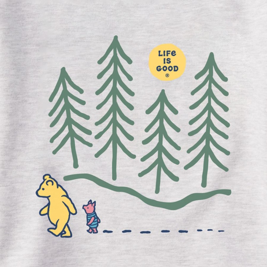 Women Life is Good Sweatshirts & Hoodies | Women'S Winnie Hiking Through The Woods Simply True Fleece Crew Light Heather Gray