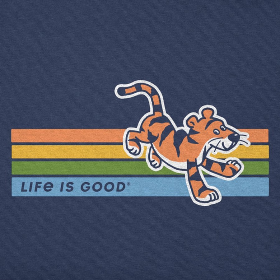 Kids Life is Good Graphic Tees | Kids Vintage Tiger Stripes Crusher Tee Darkest Blue