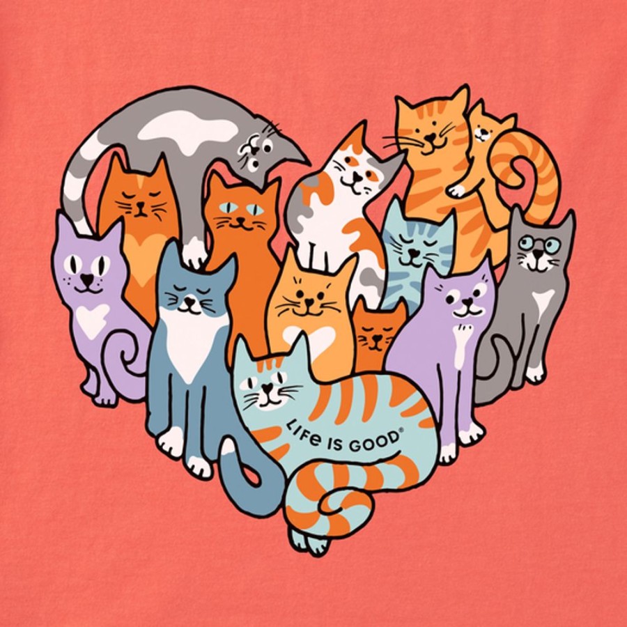 Kids Life is Good Graphic Tees | Kids Heart Of Cats Crusher Tee Mango Orange